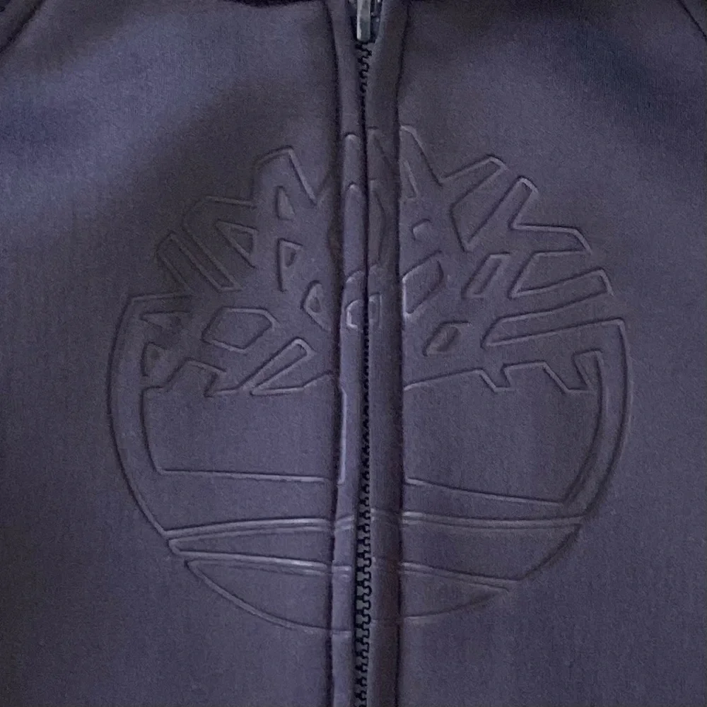 Timberland Kids Navy Blue Scuba Neoprene Zip Hoodie Embossed Logo, Boy’s Size 4